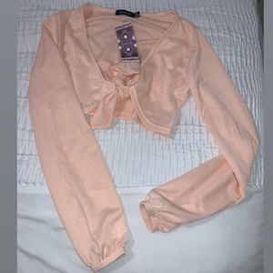 Boohoo Petite Tie Front Crop Top